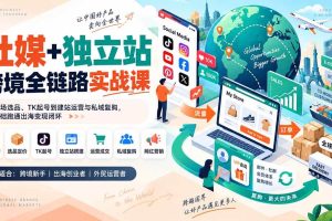 (20361期)社媒+独立站跨境全链路实战课:从市场选品、TK起号到建站运营与私域复购,零基础跑通出海变现闭环