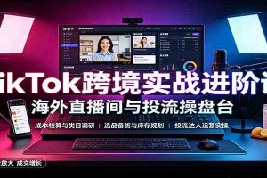 TikTok跨境实战进阶课:成本核算类目调研,选品备货,投流达人运营