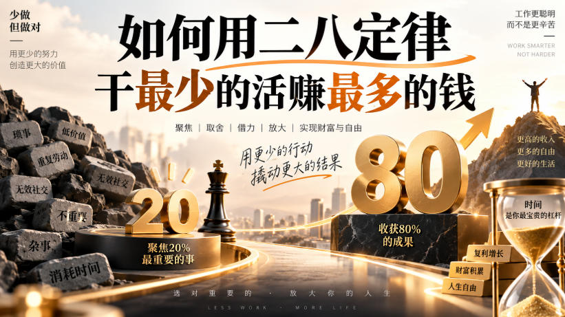 付费文章：如何用二八定律干最少的活賺最多的钱