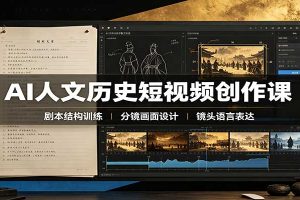AI人文历史短视频创作课:赛道对标、剧本分镜制图,掌握视频完整产出流程