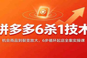 拼多多6杀1技术:机会商品到裂变放大,6步循环起店全案实操课