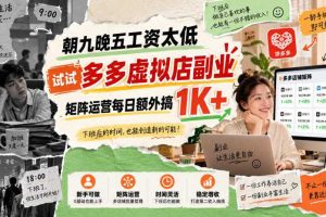 朝九晚五工资太低，试试多多虚拟店副业，矩阵运营每日额外搞1K+【揭秘】
