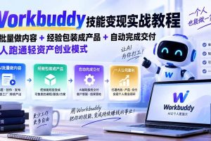 （20492期）Workbuddy技能变现实战教程：AI批量做内容+经验包装成产品+自动完成交付，一人跑通轻资产创业模式