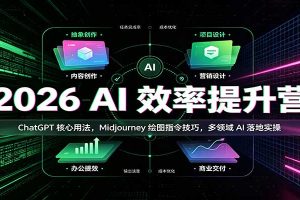 2026 AI效率提升营：ChatGPT核心用法，Midjourney绘图指令技巧，多领域AI落地实操