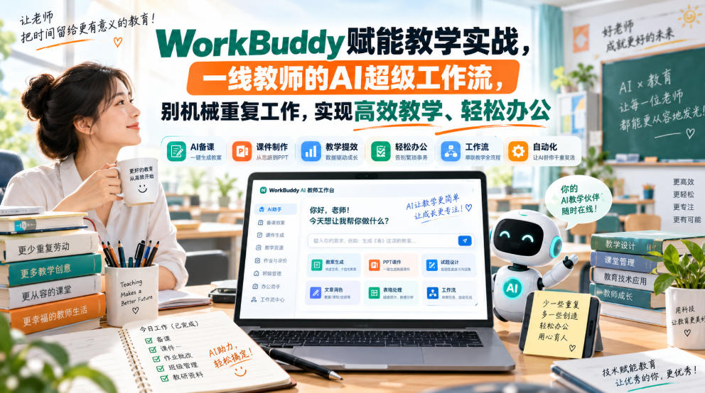 WorkBuddy赋能教学实战,一线教师的AI超级工作流,别机械重复工作,实现高效教学、轻松办公