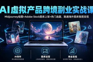 （20514期）AI虚拟产品跨境副业实战课｜Midjourney绘图+Adobe Stock图库上架+热门选题，跑通海外图库售图变现