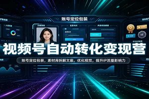 视频号自动转化变现营:账号定位包装,素材库拆解文案,优化视觉,提升IP流量影响力