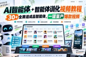 AI智能体+智能体训化视频教程，30+全赛道成品智能体，一键量产爆款视频