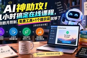 (20528期)AI神助攻!几小时搞定在线课程,告别数月熬制,免费工具+1个提示词就够了【原创双语字幕】