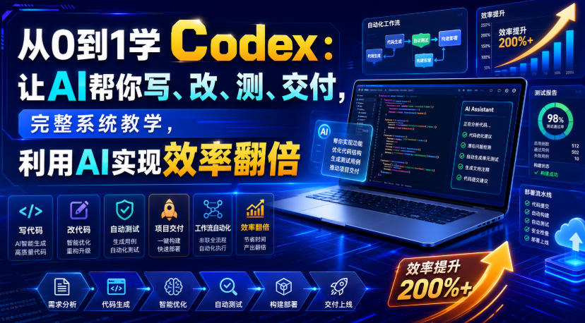 从0到1学Codex：让AI帮你写、改、测、交付，完整系统教学，利用AI实现效率翻倍（更新0918）