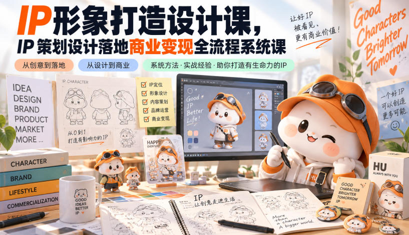 IP形象打造设计课，IP策划设计落地商业变现全流程系统课