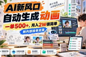 AI新风口,自动生成动画,一单500+,月入2W很简单,附内部接单资源【揭秘】
