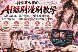 抖音某大佬的Ai短剧漫剧教学,从选文改文、资产搭建、分镜生成到剪辑、多平台发布,一部剧41集5亿播放变现几十W
