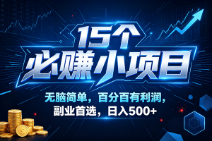 (20594期)16个必赚的小项目,无脑简单,百分百赚米的,副业首选,日收500