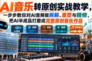 AI音乐转原创实战教学,一步步教你对AI音频做拆解、重塑与精修,把AI半成品打磨成完整原创音乐作品