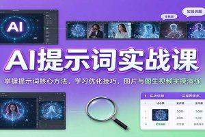 AI提示词实战课：掌握提示词核心方法，学习优化技巧，图片与图生视频实操演练