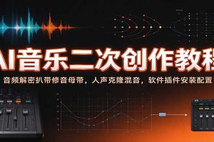 AI音乐二次创作教程:音频解密扒带修音母带,人声克隆混音,软件插件安装配置