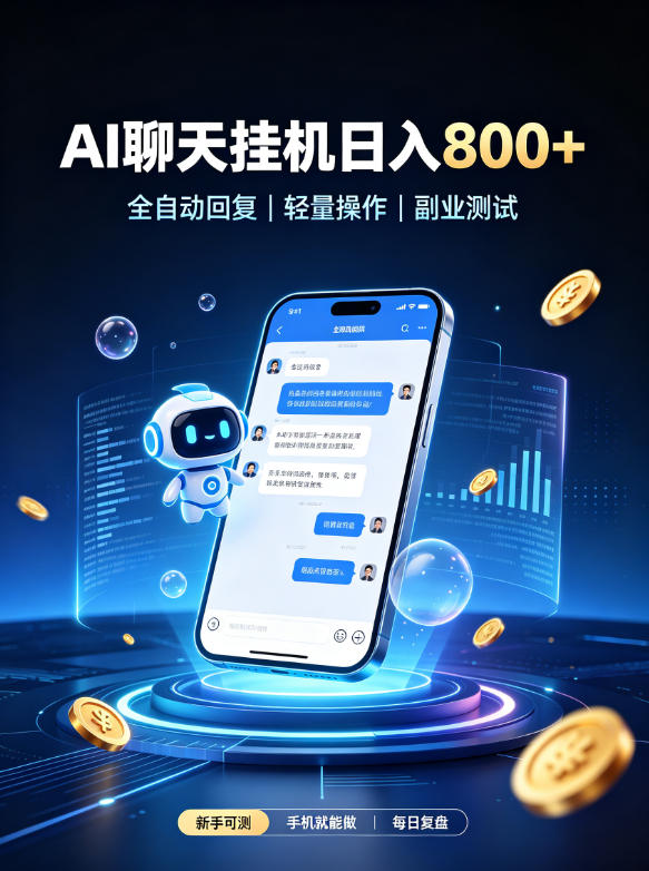 AI聊天挂G项目，日入800➕，全自动操作，适用个人副业，支持工作室矩阵操作【揭秘】