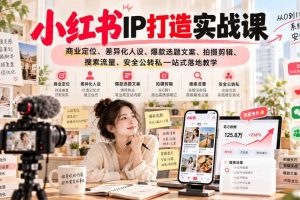 小红书ip打造实战课，商业定位、差异化人设、爆款选题文案、拍摄剪辑、搜索流量、安全公转私一站式落地教学