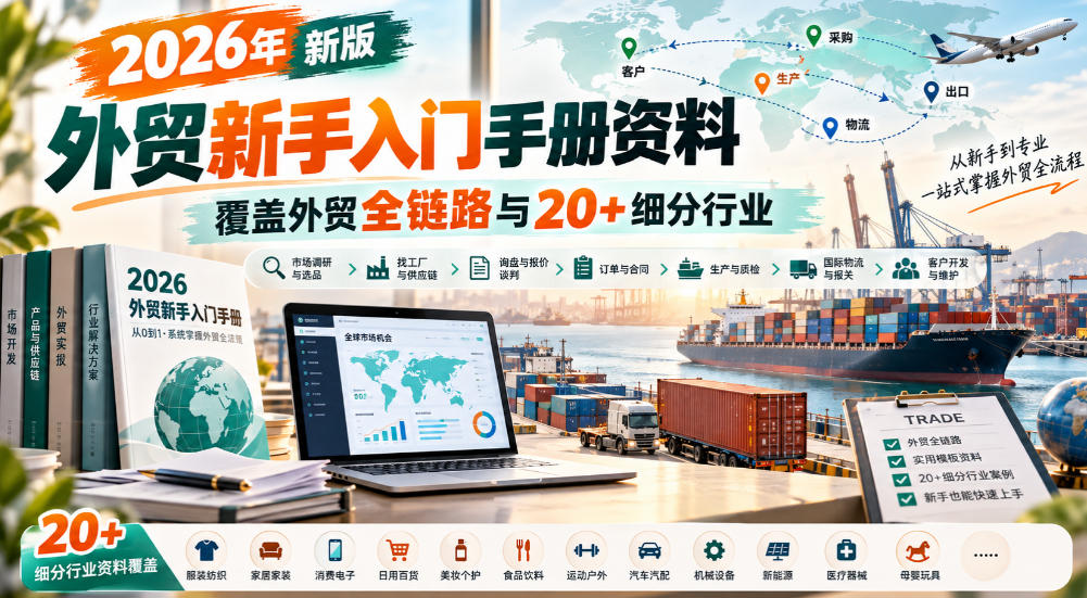 2026年新版外贸新手入门手册资料，覆盖外贸全链路与20+细分行业