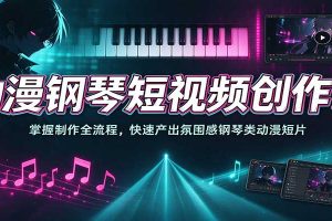 动漫钢琴短视频创作课：掌握制作全流程，快速产出氛围感钢琴类动漫短片