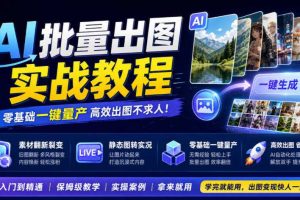AI批量出图实战教程，素材翻新裂变，静态图转实况，零基础一键量产