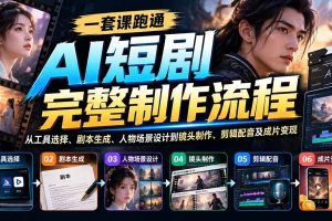 (20742期)一套课跑通AI短剧完整制作流程:从工具选择、剧本生成、人物场景设计到镜头制作、剪辑配音及成片变现