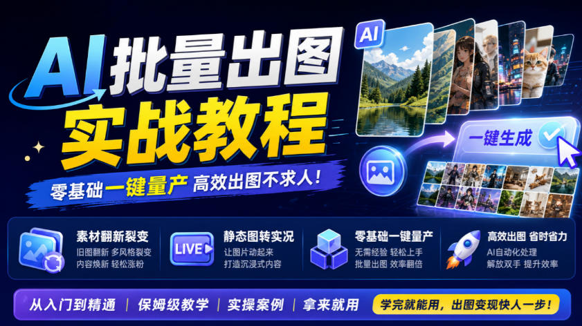 AI批量出图实战教程，素材翻新裂变，静态图转实况，零基础一键量产