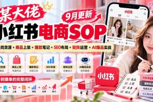 (20757期)某大佬小红书电商SOP|9月更新:选品找货源+商品上架+爆款笔记+SEO布局+矩阵运营+AI爆品实战
