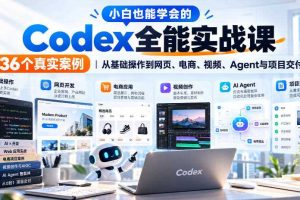 小白也能学会的Codex全能实战课｜36个真实案例，从基础操作到网页、电商、视频、Agent与项目交付