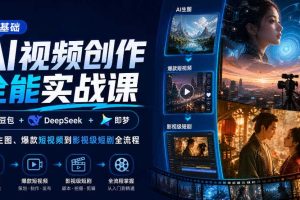 零基础AI视频创作全能实战课｜豆包+DeepSeek+即梦，从AI生图、爆款短视频到影视级短剧全流程