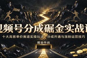 视频号分成掘金实战课:十大高客单价赛道实操玩法,分成开通与涨粉运营技巧