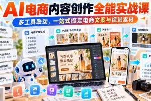 【无水印】AI电商内容创作全能实战课｜多工具联动，一站式搞定电商文案与视觉素材