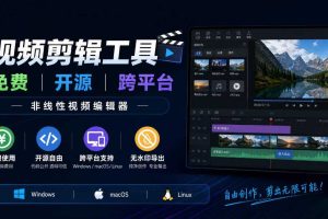 视频剪辑工具，免费、开源、跨平台，非线性视频编辑器，支持Windows、macOS、Linux，无水印、无订阅费用