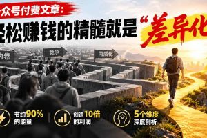 (20779期)公众号付费文章:轻松赚钱的精髓就是“差异化”