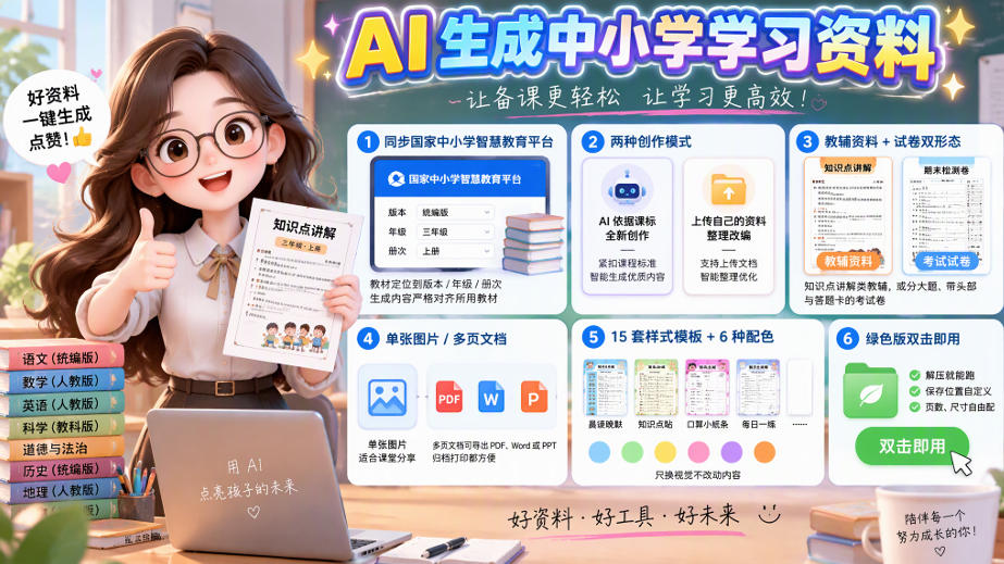 孩子的教辅别再乱买了:同步国家中小学智慧平台,AI一键生成图文教辅和试卷