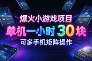 爆火小游戏撸金项目,实测单机一小时30+,可多手机矩阵操作,新手看完一遍就能上手【揭秘】