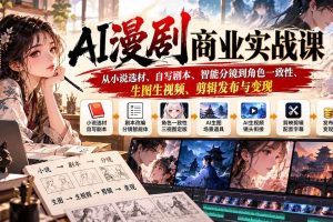 (20811期)AI漫剧商业实战课:从小说选材、自写剧本、智能分镜到角色一致性、生图生视频、剪辑发布与变现