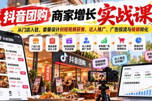 (20813期)抖音团购商家增长实战课:从门店入驻、套餐设计到短视频获客、达人推广、广告投流与核销转化