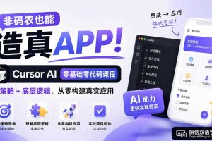 非码农也能造真APP!Cursor AI零基础零代码课程:学策略+底层逻辑,从零构建真实应用【原创双语字幕】