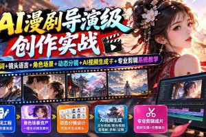 (20814期)AI漫剧导演级创作实战:提示词+镜头语言+角色场景+动态分镜+AI视频生成+专业剪辑系统教学