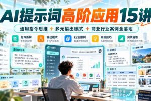 AI提示词高阶应用15讲|通用指令思维+多元输出模式+商业行业案例全落地