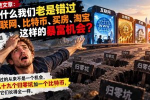 (20834期)付费文章:为什么我们老是错过互联网、比特币、买 房、淘宝这样的暴富机会?