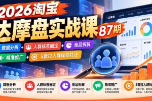 (20830期)2026淘宝达摩盘实战课87期:数据分析+人群标签圈定+竞品拆解+精准推广+5套拉人群标签打法