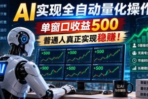 AI实现全自动量化操作,单窗口收益500,普通人真正实现稳賺!【揭秘】
