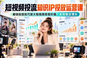 短视频投流知识IP投放运营课,解锁投放技巧放大短视频变现价值,实现稳定增长