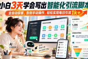 小白3天学会写出智能化引流脚本,全自动获客,告别手动操作,轻松实现每日引流1k+