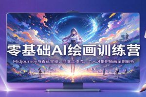 零基础AI绘画训练营：Midjourney与香蕉实操，商业工作流，个人风格IP插画案例解析