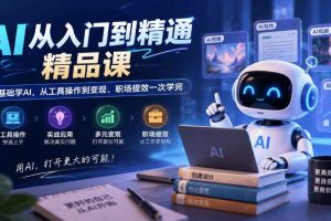 AI从入门到精通精品课,零基础学AI,从工具操作到变现、职场提效一次学完