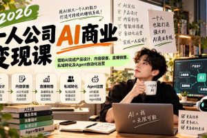 (20901期)2026一人公司AI商业变现课:借助AI完成产品设计、内容获客、直播销售、私域转化及Agent自动化运营